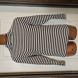 Striped mock neck tee